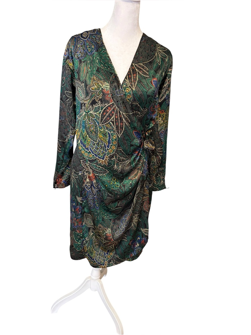 Taurus II Vintage Paisley Wrap Dress — Size 10 — Made in USA